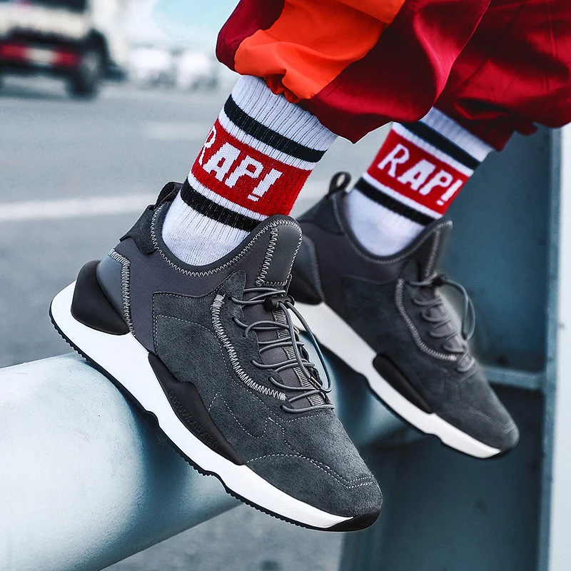 Легкие мужские кроссовки из натуральной кожи с эластичной лентой дышащие зимние