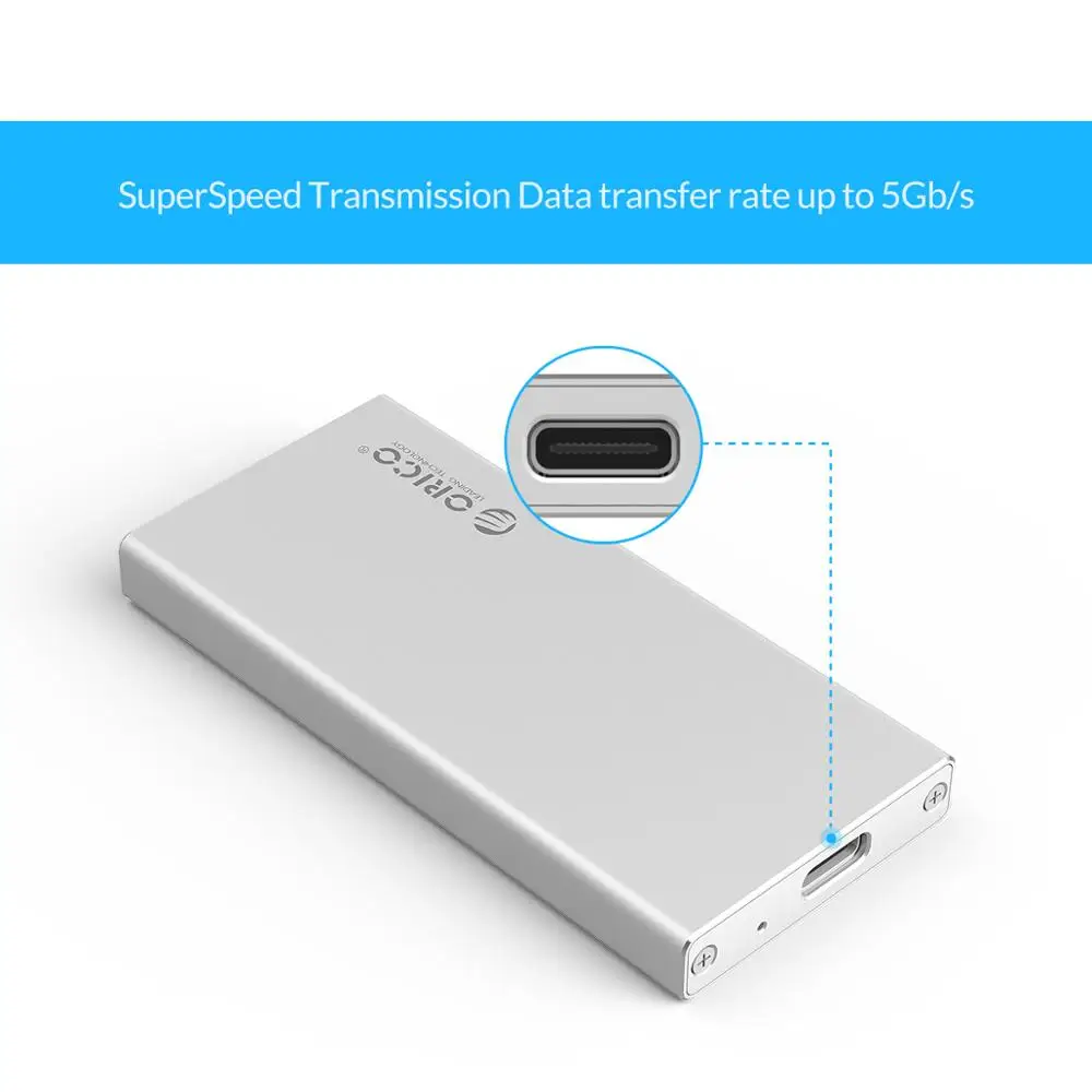 ORICO Алюминиевый USB C к mSATA SSD чехол USB3.1 жесткий диск Корпус SuperSpeed для Windows/Linux/Mac|hdd