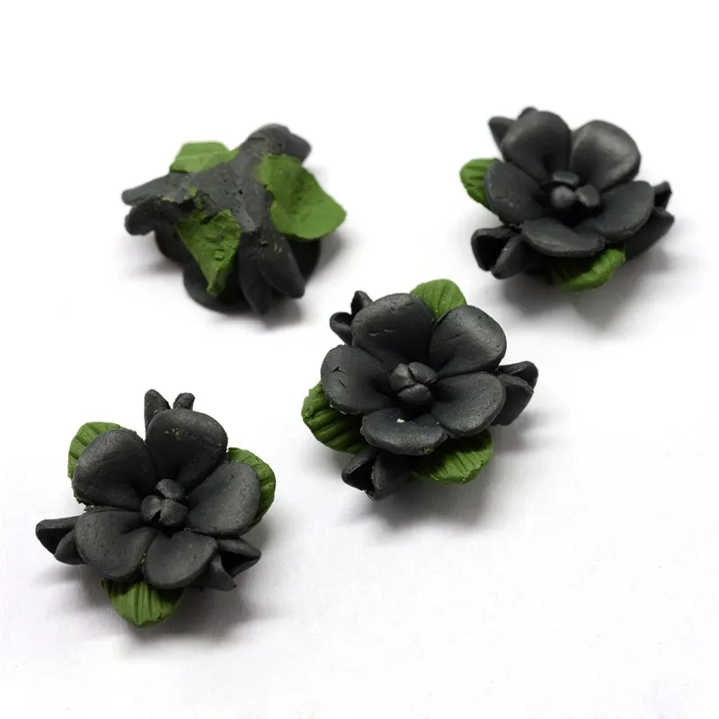 about 22x9mm 50pcs Фарфоровые цветочные кабошоны ручной работы, китайская Полимерная глина для изготовления игрушек, свободные бусины, разделители, сделай сам, изготовление ювелирных изделий около 20~ 37 мм 20~ 50 шт - Цвет: about 22x9mm 50pcs