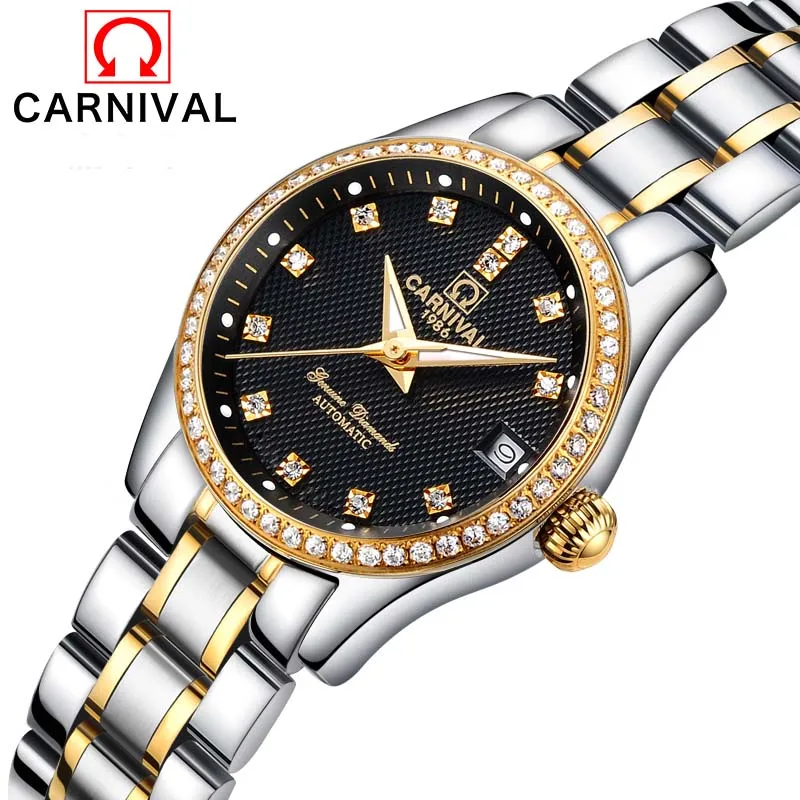 Карнавал смотреть Для женщин автоматический Diamond Dial механические световой