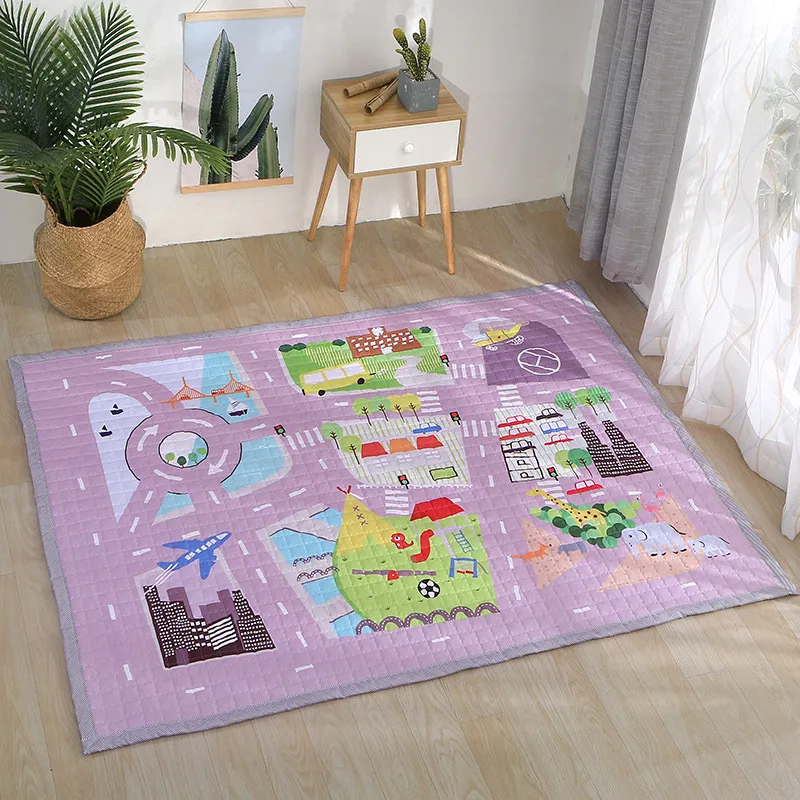 Мультяшный игровой коврик 150*200 см, большой ковер, противоскользящий ковер для детской комнаты, прямоугольный коврик из хлопка, напольный коврик с пандой, напольный коврик с кроликом
