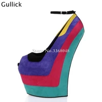 fantastic 4 colors trappy sexy peep toe woman sandals high platform wedges thin ankle buckle strap woman party dress shoes