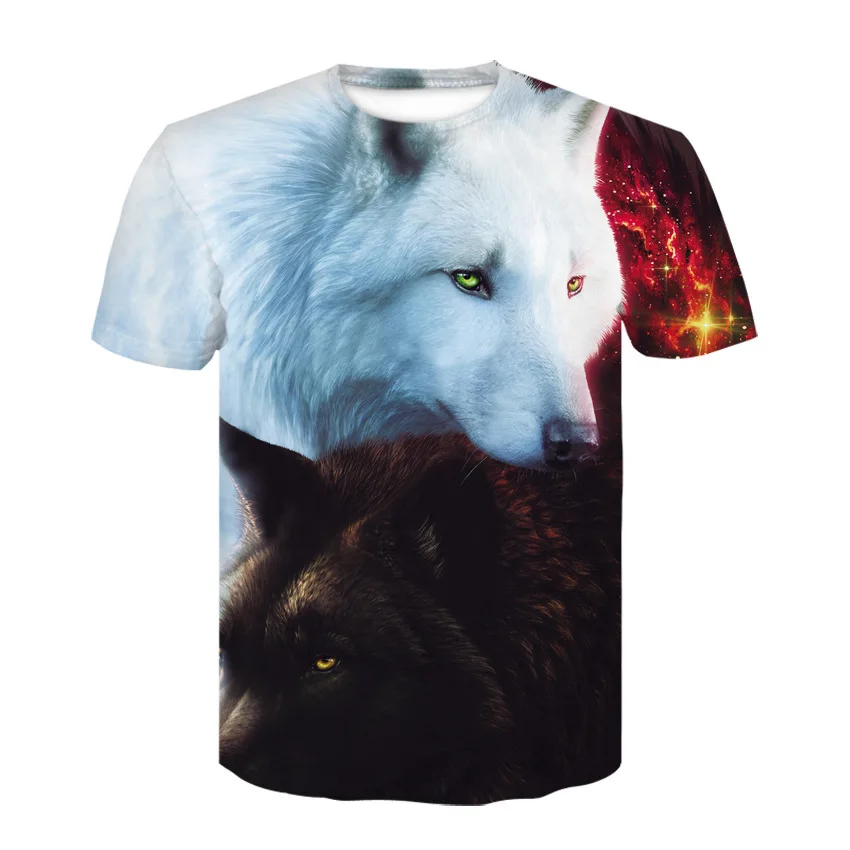 

2019 Fashion Brand Clothing New Women Men Casual 3D Wolf Printed Short-Sleeved T-shirt Cool Summer Tops B Tees T shirt