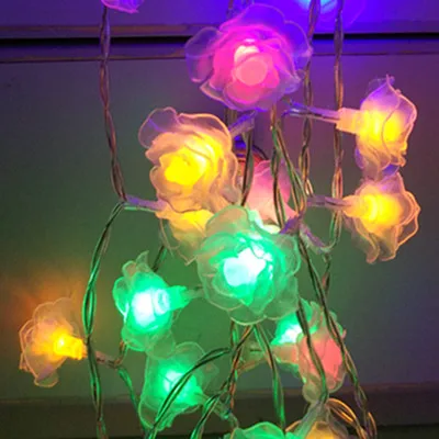 RGB YIYANG гирлянда роза цветок Фея Luces Decorativas струнные огни Рождество Guirlande Lumineuse светодиодный сад вечерние украшения - Испускаемый цвет: RGB