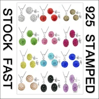 multiple colors women wedding jewelry sets glitter cubic zirconia ball shape necklace stud earrings sets big sale