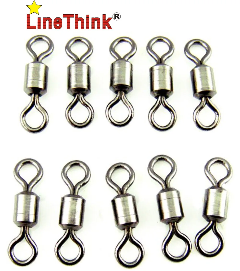 

100PCS/LOT LineThink Brand Fishing Swivel Rolling Swivel Fishing Lure Accessories Terminal Fishing Tackle