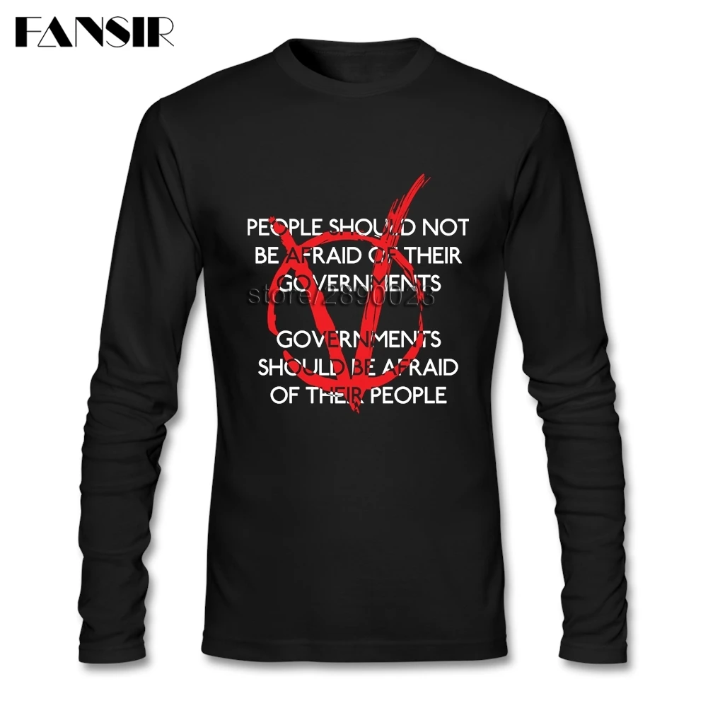 Регулировать Для мужчин ts должны бояться фильм V For Vendetta Творческая Футболка с