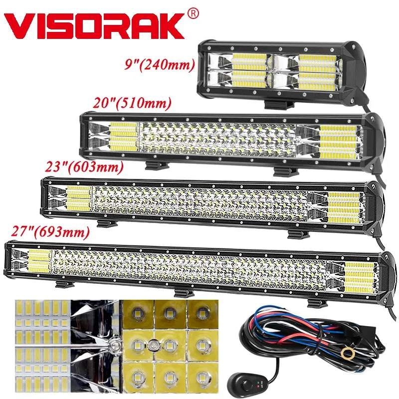 VISORAK 9 21 23 2" трехрядный внедорожный светодиодный светильник 4x4 4wd Грузовик внедорожник ATV светодиодный светильник для грузовика внедорожник ATV 4WD 4x4 автомобиль внедорожный
