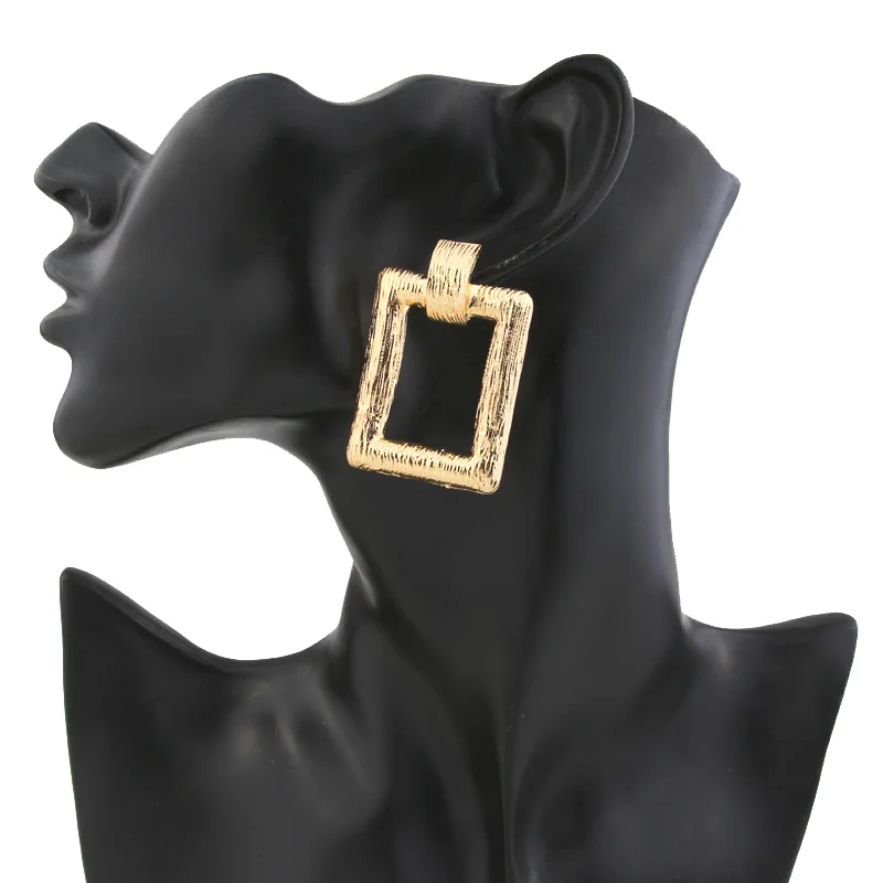 Женские Висячие серьги Boho Rock Punk большие квадратные геометрические с подвеской