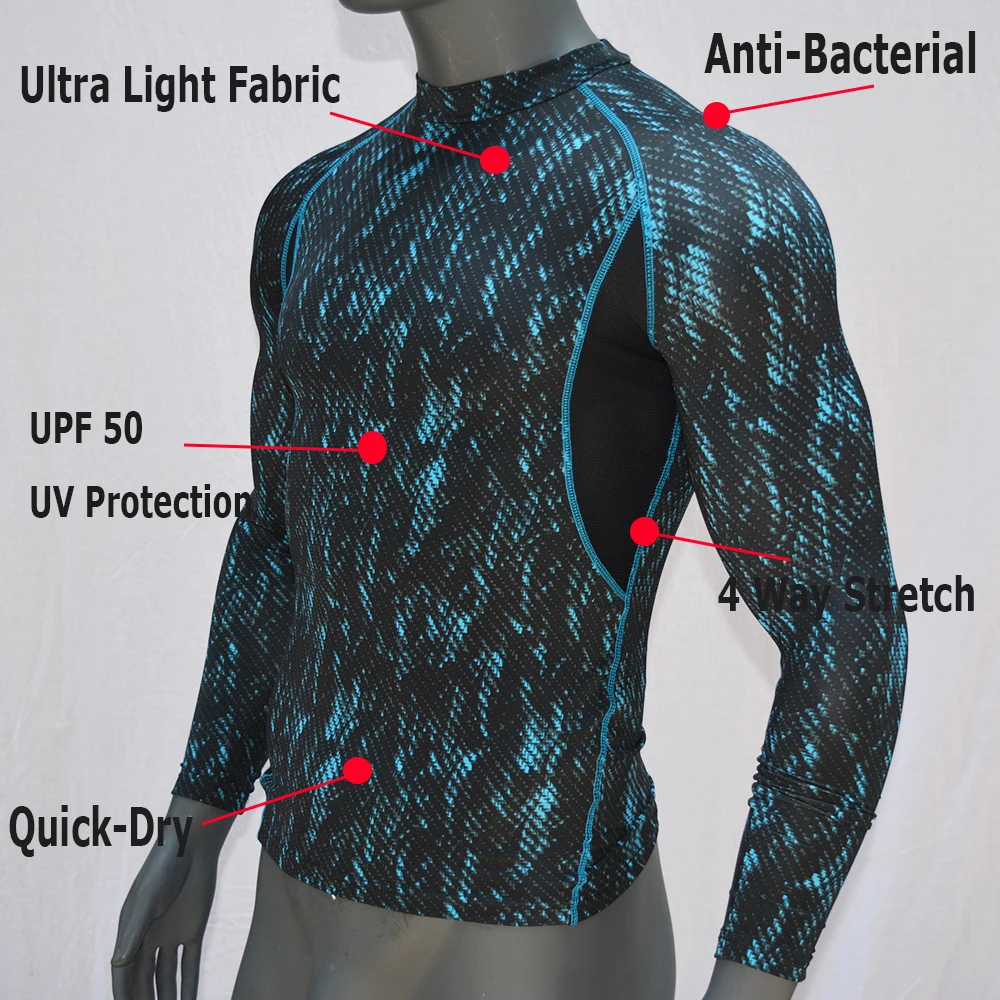 Мужская рубашка с длинным рукавом и принтом для серфинга Защитные Купальники