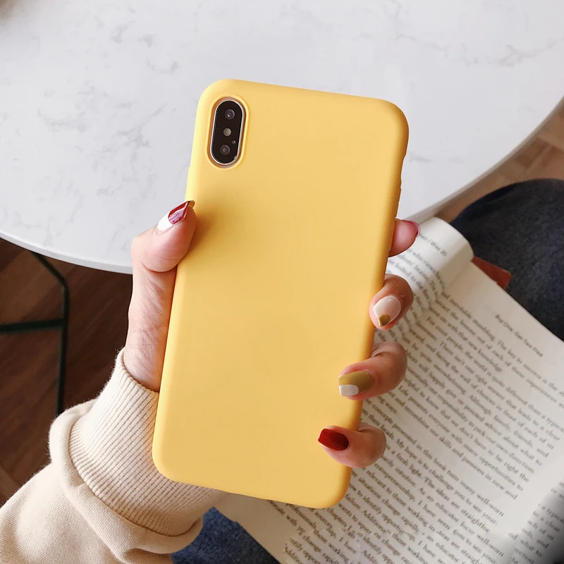Простой сплошной цвет силиконовый чехол для пар для iphone XR X XS Max 6 6S 7 8 Plus милый карамельный цвет мягкий свежий Модный чехол для телефона s