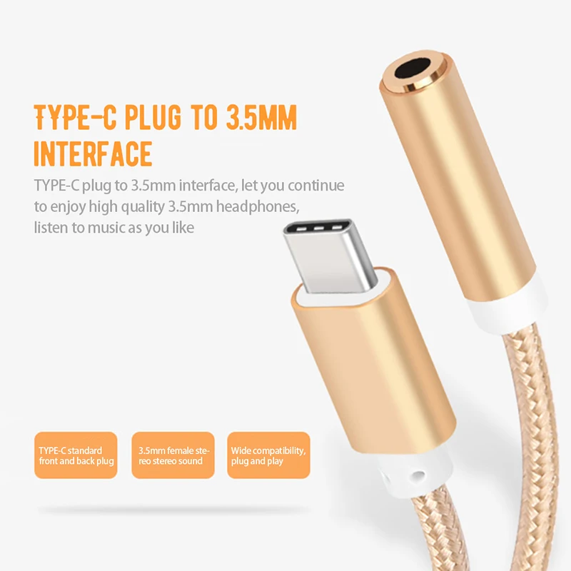 Cherie USB Type C Adapter Audio Cable Type-C To 3.5mm Jack Headphone Aux Converter For Samsung S10 Plus Xiaomi Huawei Connectors | Мобильные