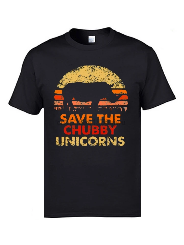 Мужские футболки в стиле ретро Save The Chubby Unicorns черно белые с забавным принтом