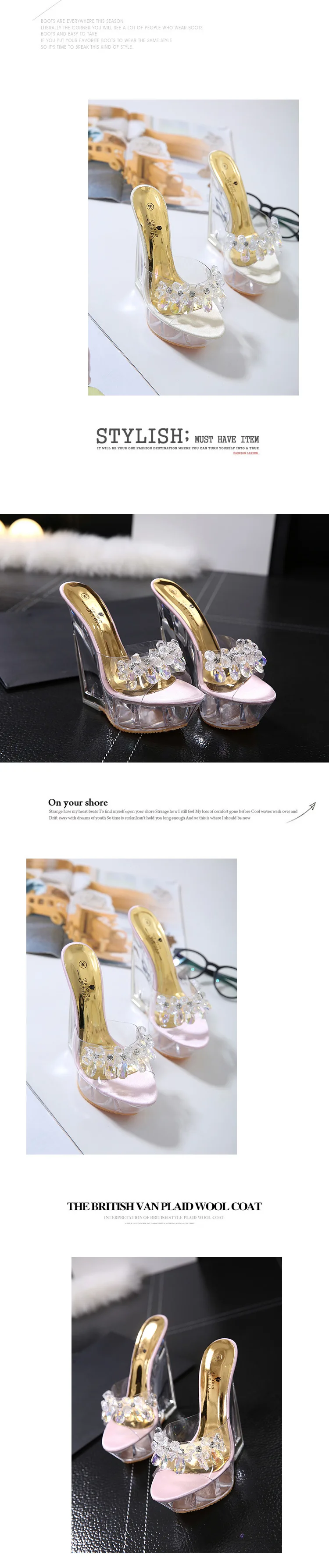 Large Size High Heel Big Pump Lady Female Plus 34-40 Summer Flower Platform Sexy Clear Pvc Strappy Sandal Night Shoe For Women