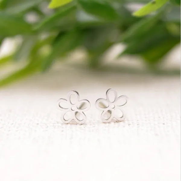 WJZB модные розовые серьги гвоздики с пятью листьями цветком|flower stud earrings|fashion