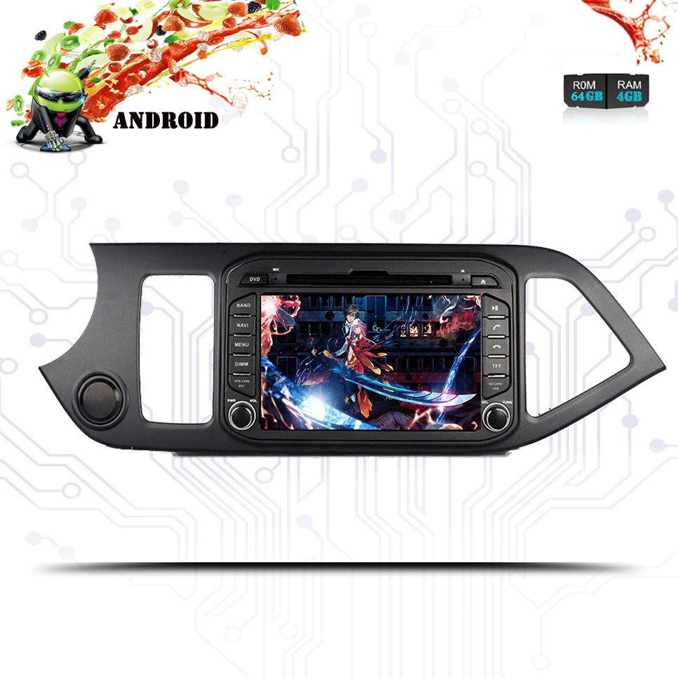 7/8 дюймов Android 9 0 GPS Стерео DVD Радио 4 Гб + 64 головное устройство для Kia Picanto Morning 2011 2016