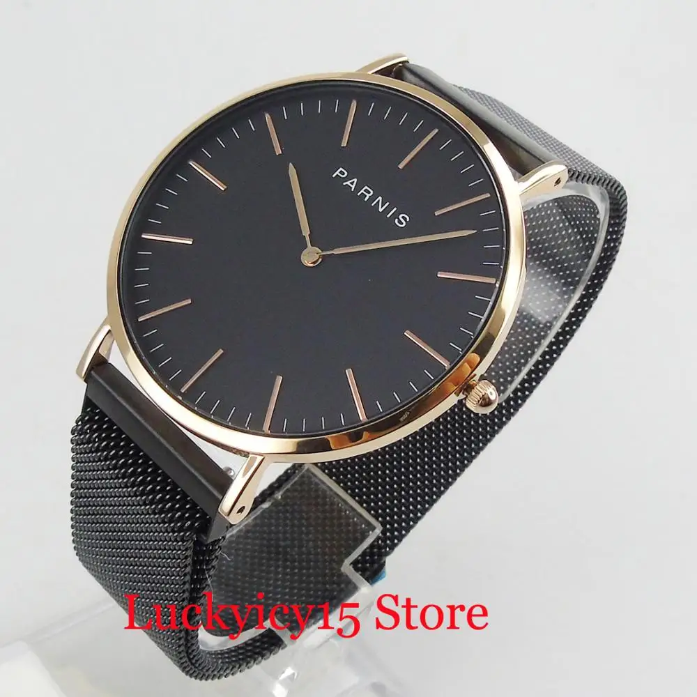 Top High Quality 41mm Simple Quartz Men's Watch Alloy Strap Golden Watch Case