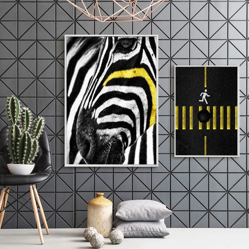 HAOCHU Triptych Chic Abstract White Black Stripe Zebra Fashion Man Figure Canvas Painting Wall Poster For Home Bar Decor | Дом и сад
