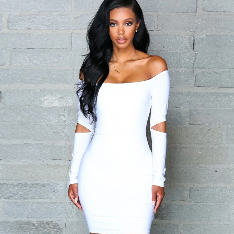 2018 Women Long Sleeve Sexy Mini Dress Off Shoulder Sheath | Женская одежда
