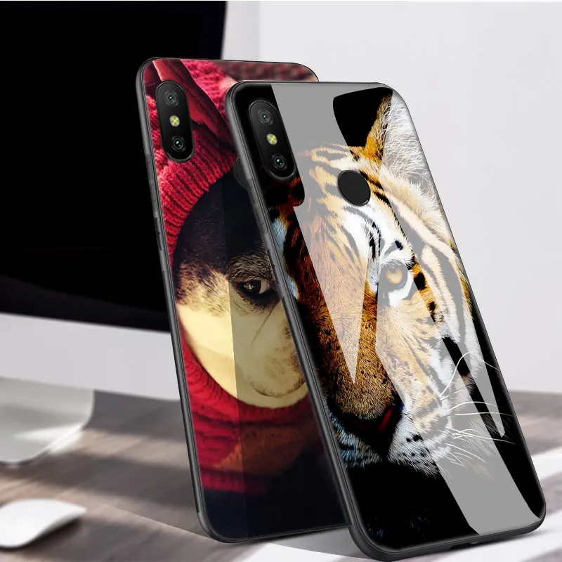 Чехол для Xiaomi mi A2 Lite с милым рисунком Жесткий из закаленного стекла чехлы чехол