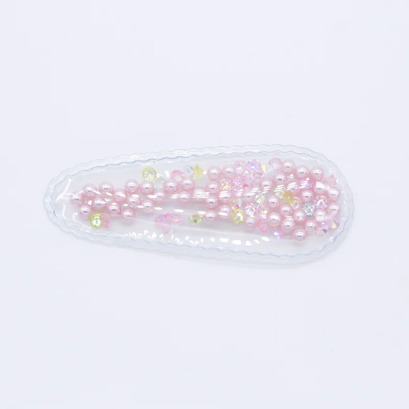Pink Pearl 6 шт. 80*32 мм прозрачные аппликации с Красочные Блестки жемчуг BB зажимы для DIY заколки для волос аксессуары ручной работы Ремесло Декор H26 - Цвет: Pink Pearl