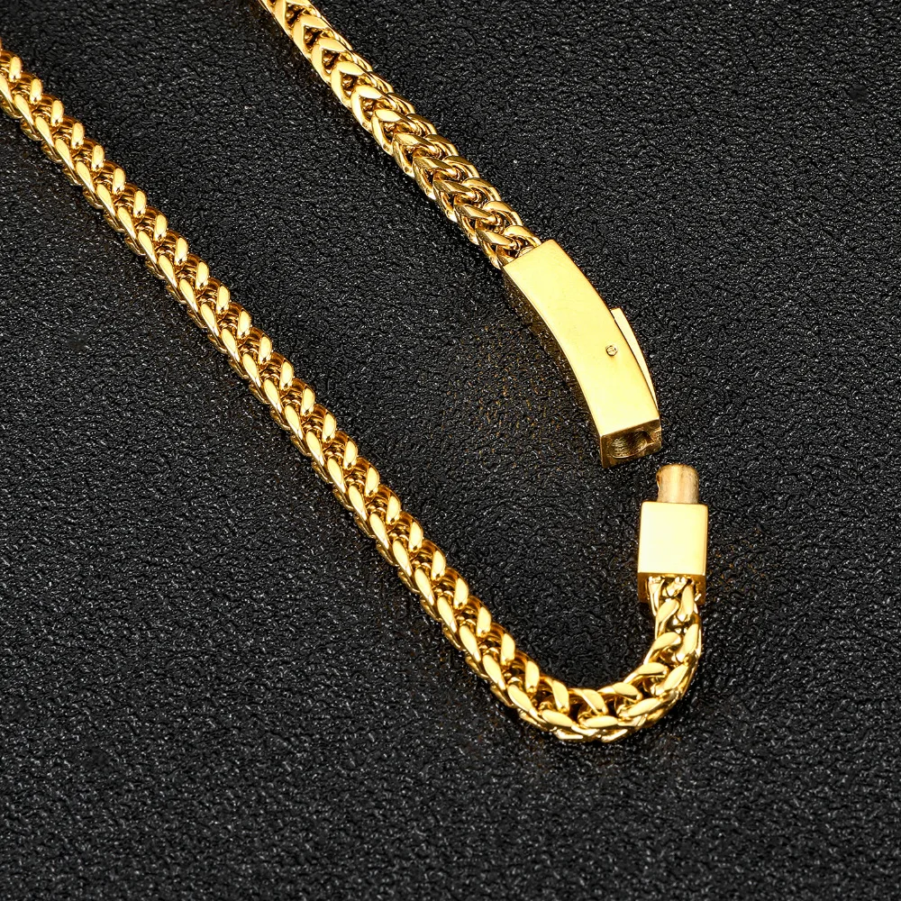 Цепь из нержавеющей стали в стиле хип хоп ширина 4 мм Золотая веревка ожерелье 316L