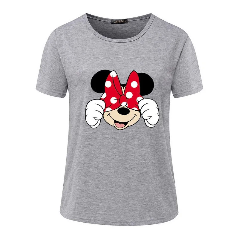 2018 летние Для женщин модные рубашки мультфильм Мышь печатных футболки короткий