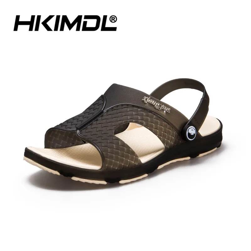 HKIMDL Goedkope Mannen тапочки Ademend Buiten зомер Heren Schoenen режим Nieuwigheid Ontwerp Повседневное Strand тапочки Mannen - Цвет: HEISE