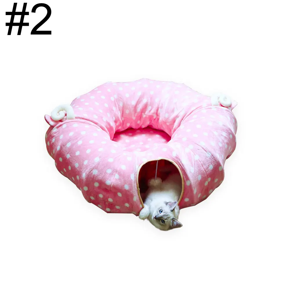 Pink-2 1 шт. кошка кровать-туннель, двойное использование труба для кошки игрушка и кровать складной домик для кошки для больших кошек котята кошечки маленький щенок - Цвет: Pink-2
