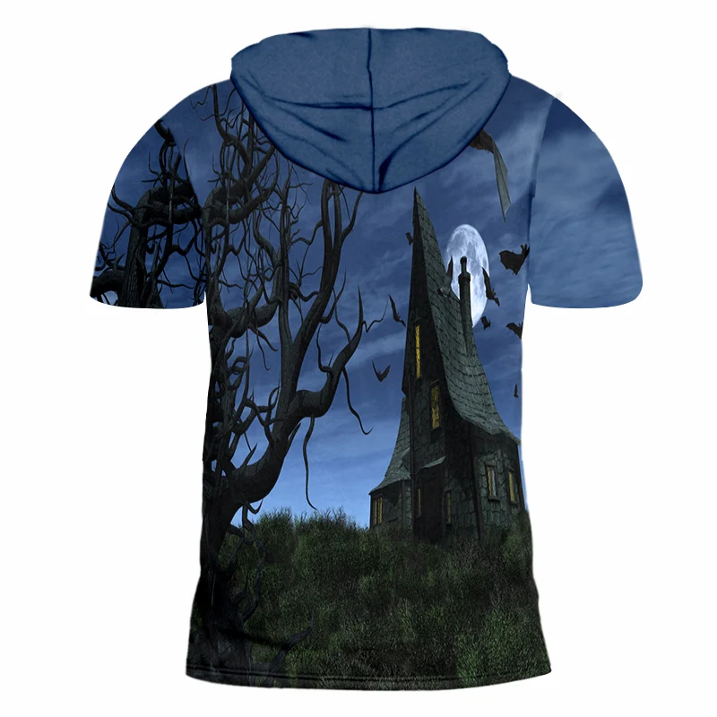 OGKB Хэллоуин Большой размер Женская трендовая футболка с капюшоном 3D печать замок
