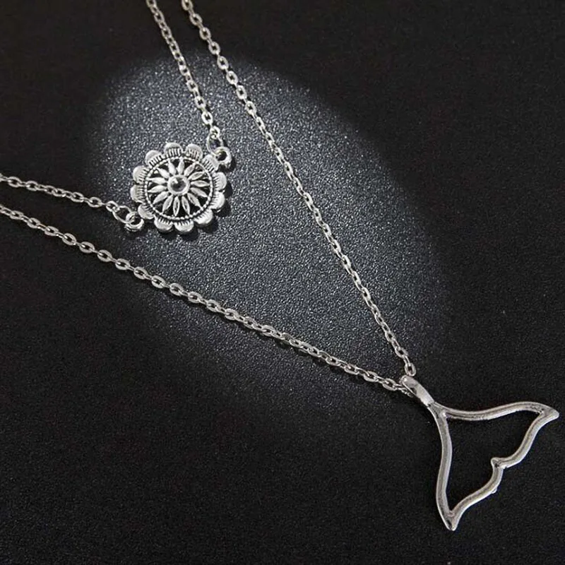 Европейские и американские двухслойные модные ожерелья подвески в винтажном