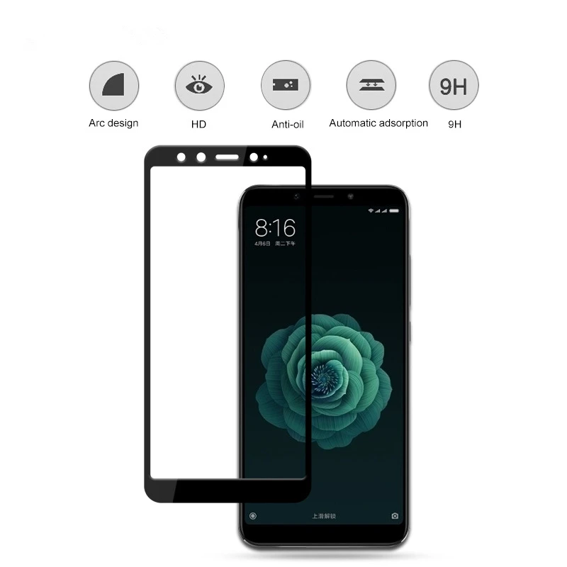 KIYLCZXYCM For Xiaomi 6 X Full coverage Tempered Glass Screen Protector 2.5D 9h Safety Protective Film xiaomi 6x//A2 10 pcs | Мобильные