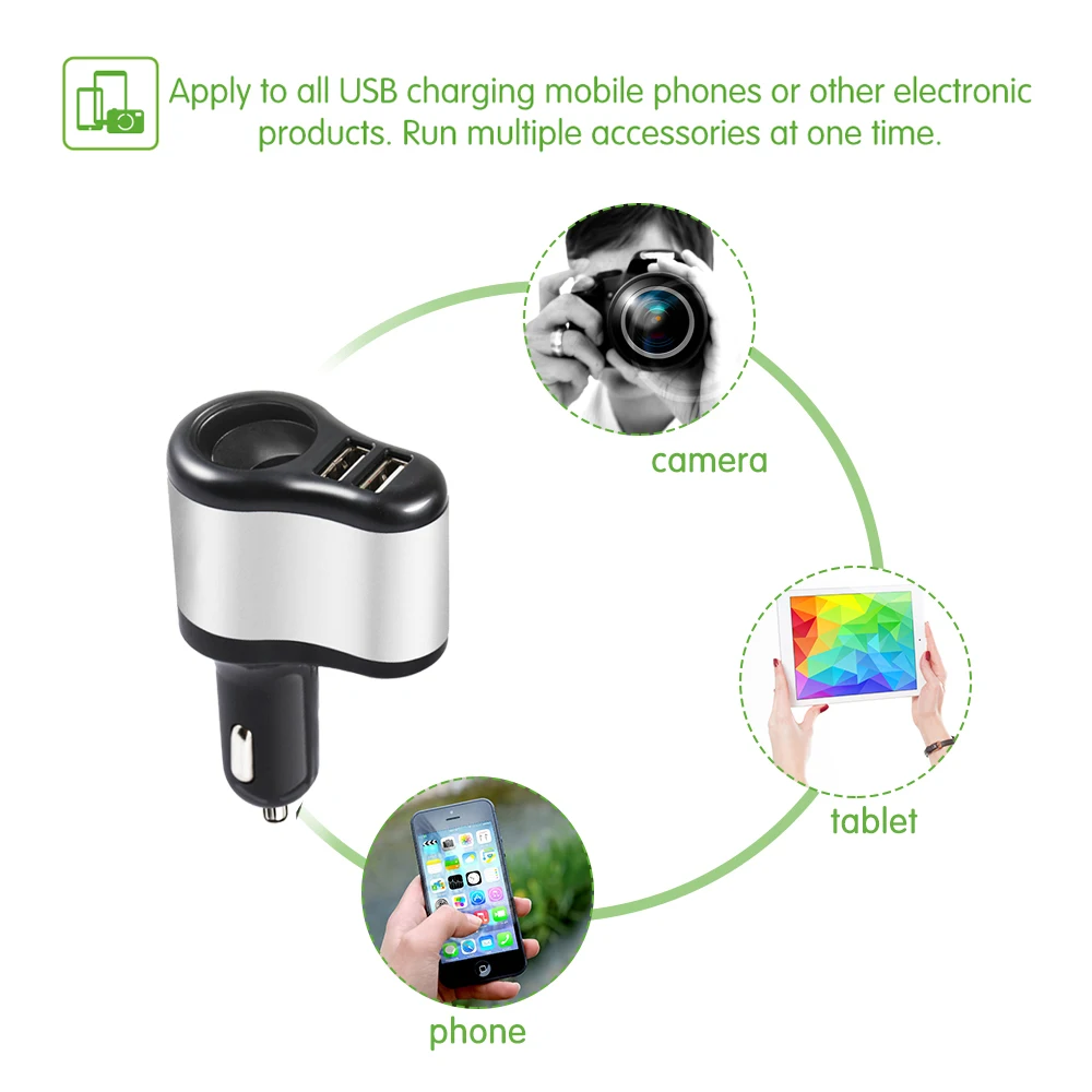 

Разветвитель автомобильного прикуривателя с двумя USB-портами, 3,1 А, 12-24 В
