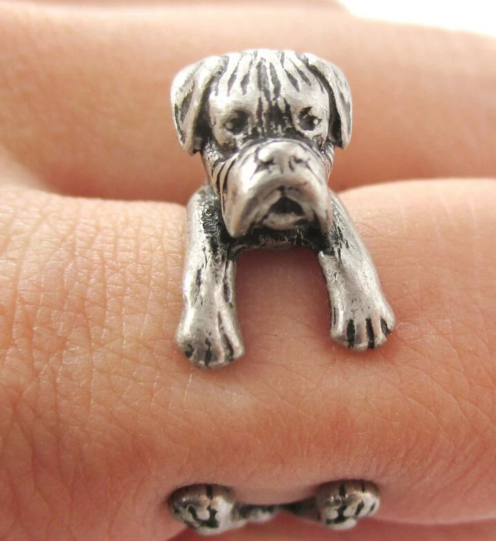 Кольцо боксерское регулируемое в стиле ретро 12 шт./лот|dog ring jewelry|ring jewelryboxer dog |