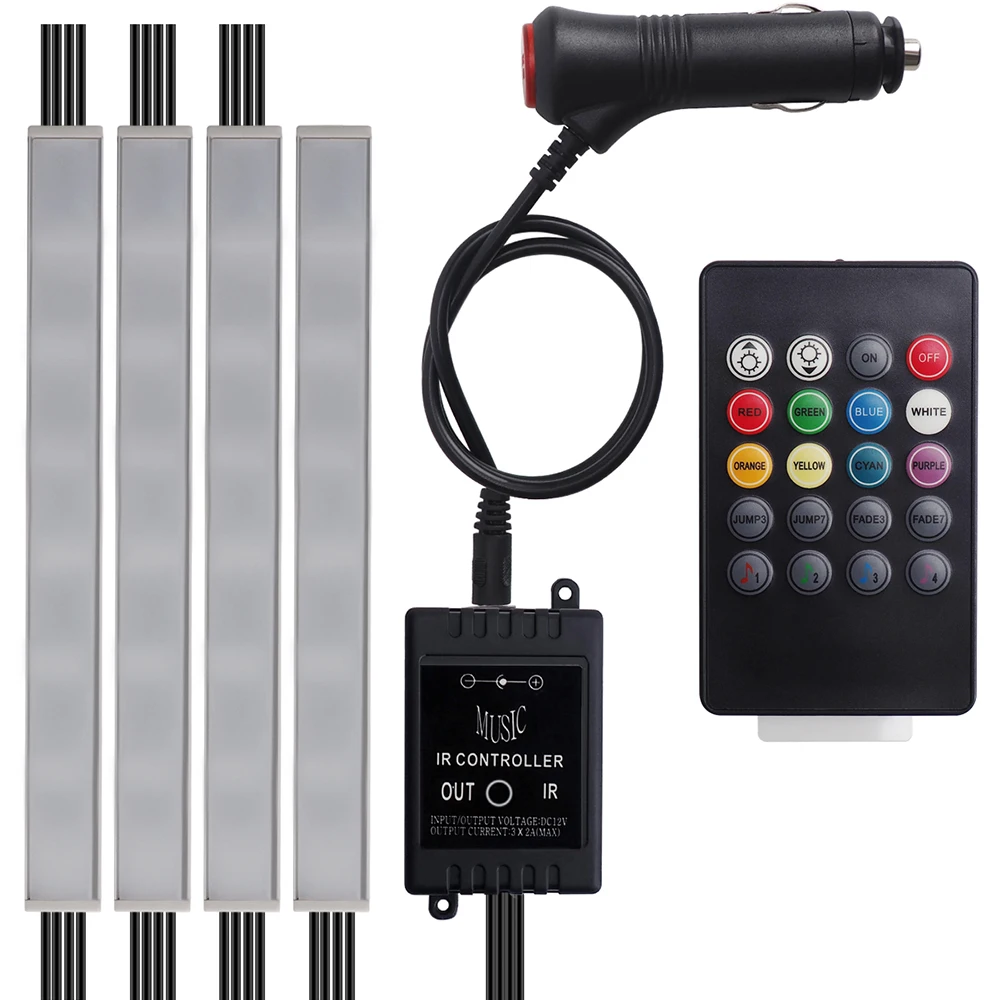 8 расцветок RGB гибкий неон полосы светильник 4 светодиодный Беспроводной пульт ДУ