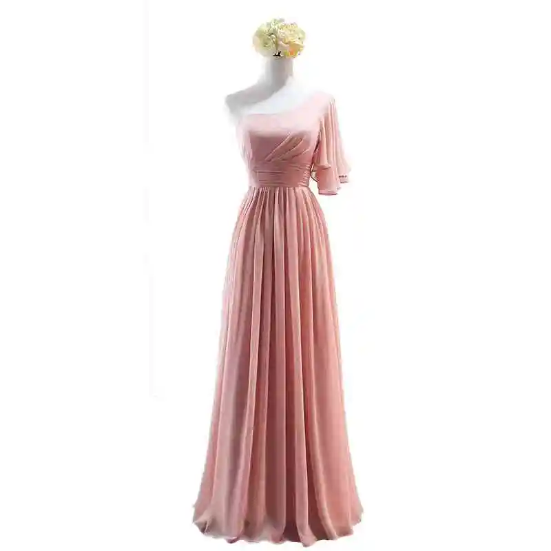 Model A Pink YNQNFS реальные фотографии Элегантные платья невесты одно плечо длинное Вечерние вечернее Персик Розовый индивидуальный заказ BD1 - Цвет: Model A Pink