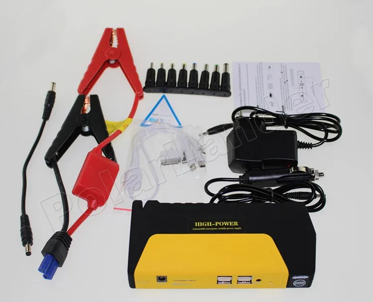 

yellow Car emergency Jump Starter 4 USB Emergency Battery Charger for Petrol/Diesel Cars jumper booster with pump