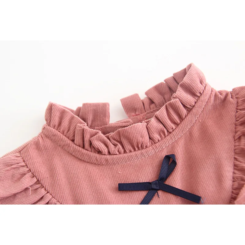 Cute Toddler Baby Girls Pink Corduroy Ruffles Dress Neckline Infant Fashion Spring Autumn Clothes | Детская одежда и обувь