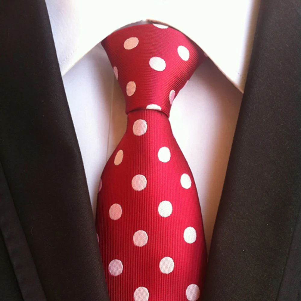 

Unique Design 8cm Ties Fashion Classic Pink Dot Neck Tie High Quality Gentlemen Woven Gravatas for Men 08