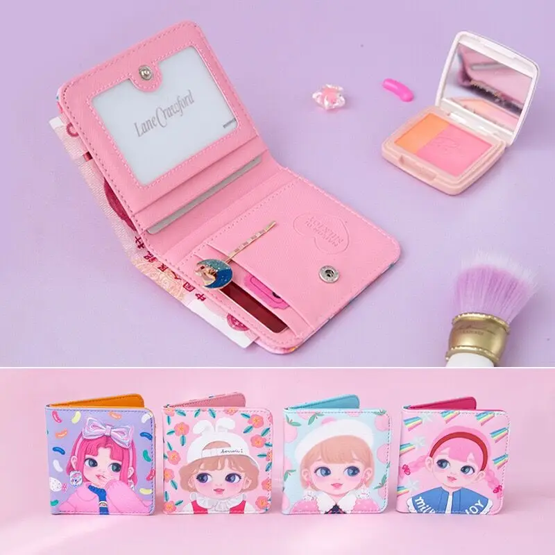 Короткий кошелек Bentoy Peach с бантом для девушек в корейском и японском стиле