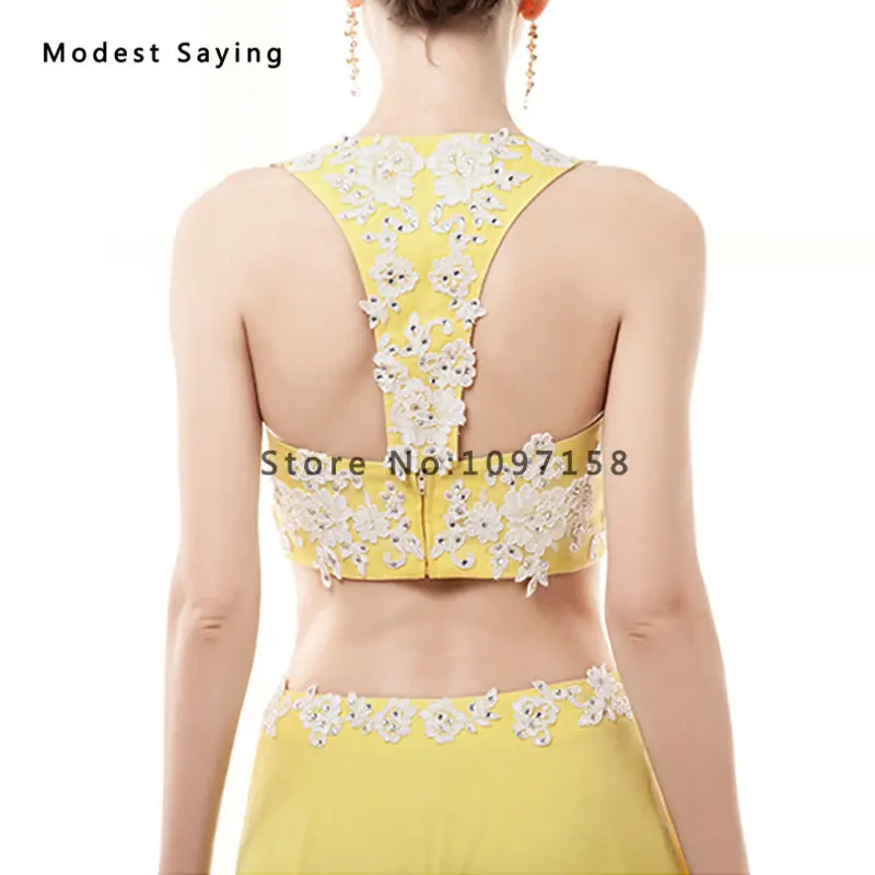 Сексуальное желтое ТРАПЕЦИЕВИДНОЕ ПЛАТЬЕ ИЗ 2 предметов с аппликацией из бисера