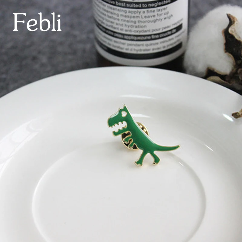 Febli Children's Brooch Green Dinosaur Shape Cartoon Lovely Contracted High Quality Sweater Decorations | Украшения и