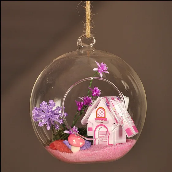 Современная подвесная прозрачная стеклянная ваза с плоским дном цветочные