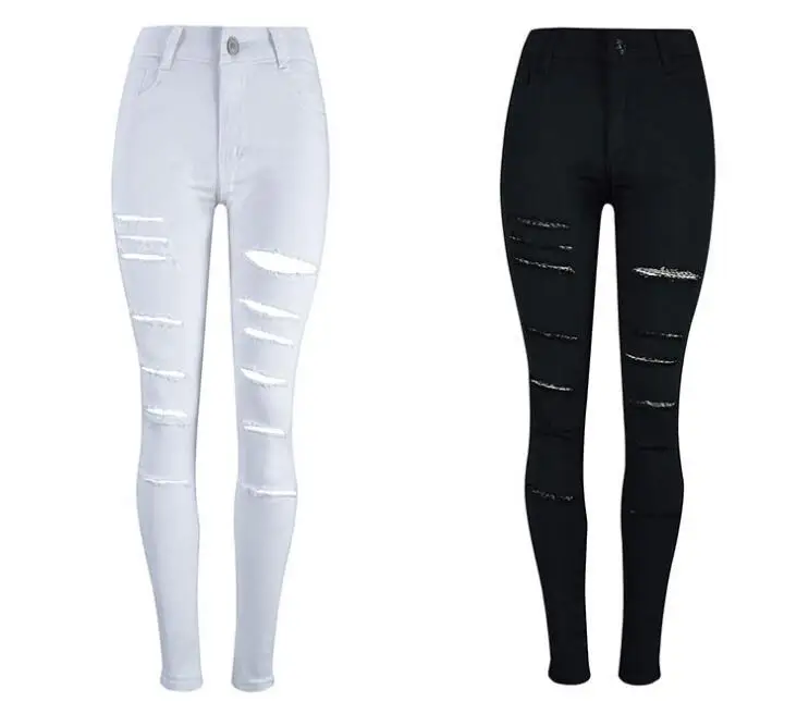 Новинка осени 2017 женские модные эластичные джинсовые брюки с высокой талией в