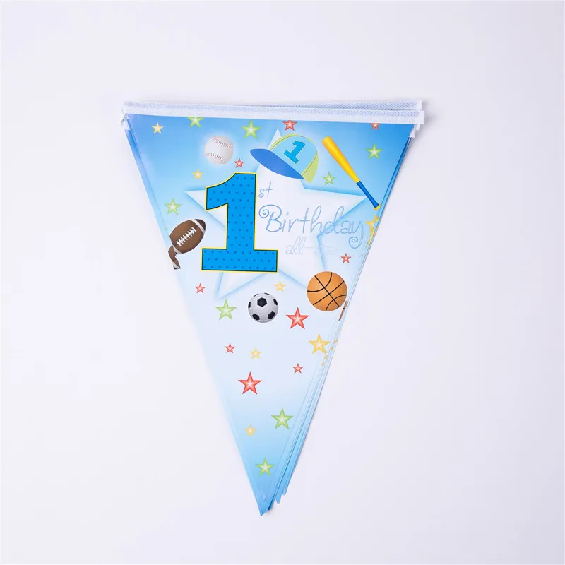 Banner 1 pcs 1-я Спортивная Тема дети с днем рождения украшения для мальчика Одноразовый бумажный стаканчик, тарелка салфетки скатерть для душа - Цвет: Banner 1 pcs