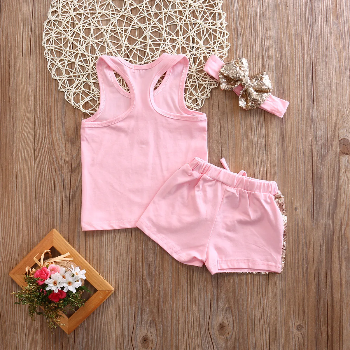 3 шт. детский хлопковый комплект из шортов и повязки на голову без рукавов | Мать