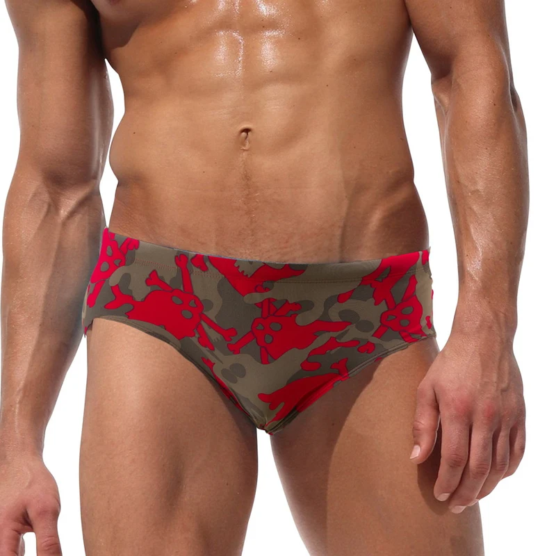 SD343 сексуальный мужской купальник с принтом черепа Летний Пляжный спортивный