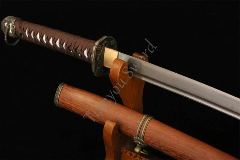 Samurai Sword folded Steel Full Tang Sharp Edge Blade Handmade Japanese Tachi Rosewood Home Metal Decoration Christmas Gift |