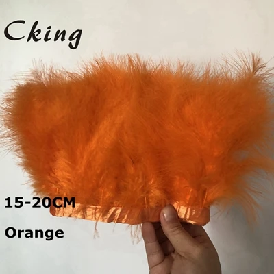 orange 10 метров в длину 15-20 см индейка перья марабу отделка шитье цветные мухи завязывание перо для продажи ремесло украшения центральные украшения свадьбы - Цвет: orange