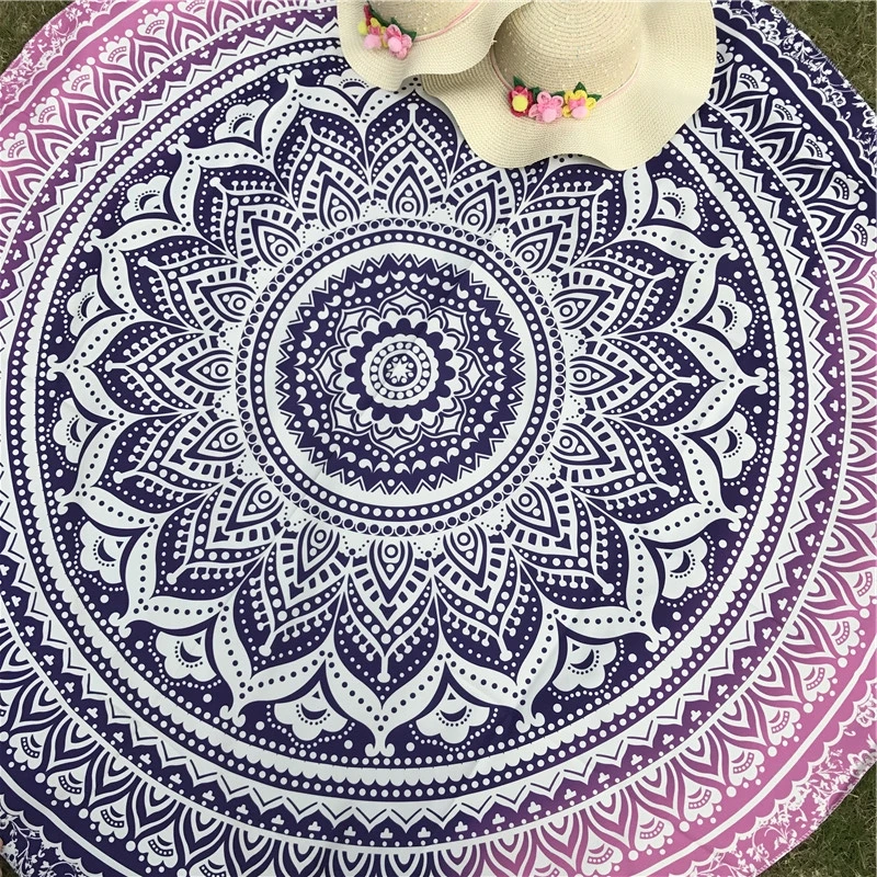 Полотенца с рисунком индийской круглой мандалы пляжный коврик для йоги богемный